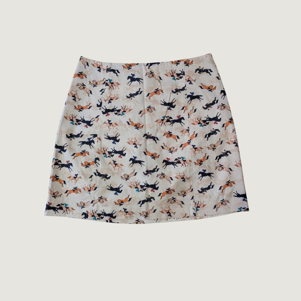Antix Brazil Equestrian Horse Western Print Mini Skirt A-Line Size P Small